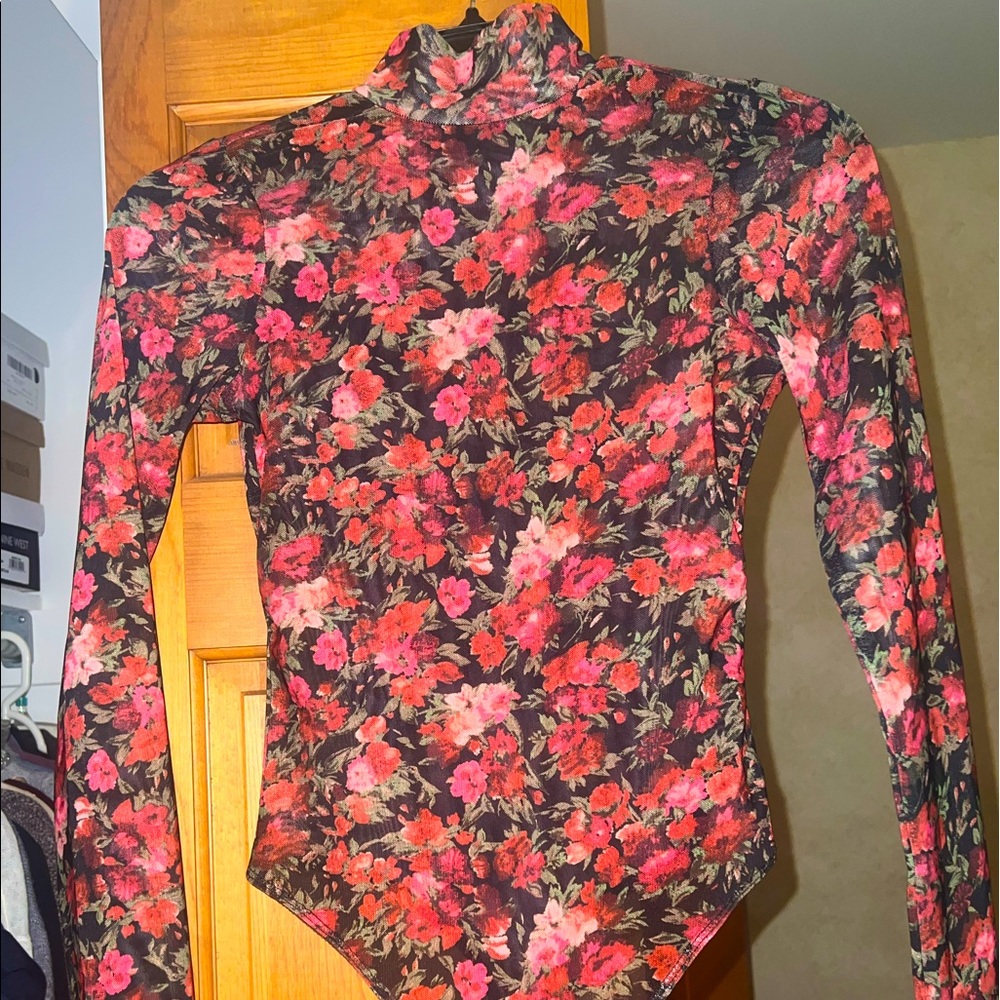 Good American Mesh Mock Neck Bodysuit